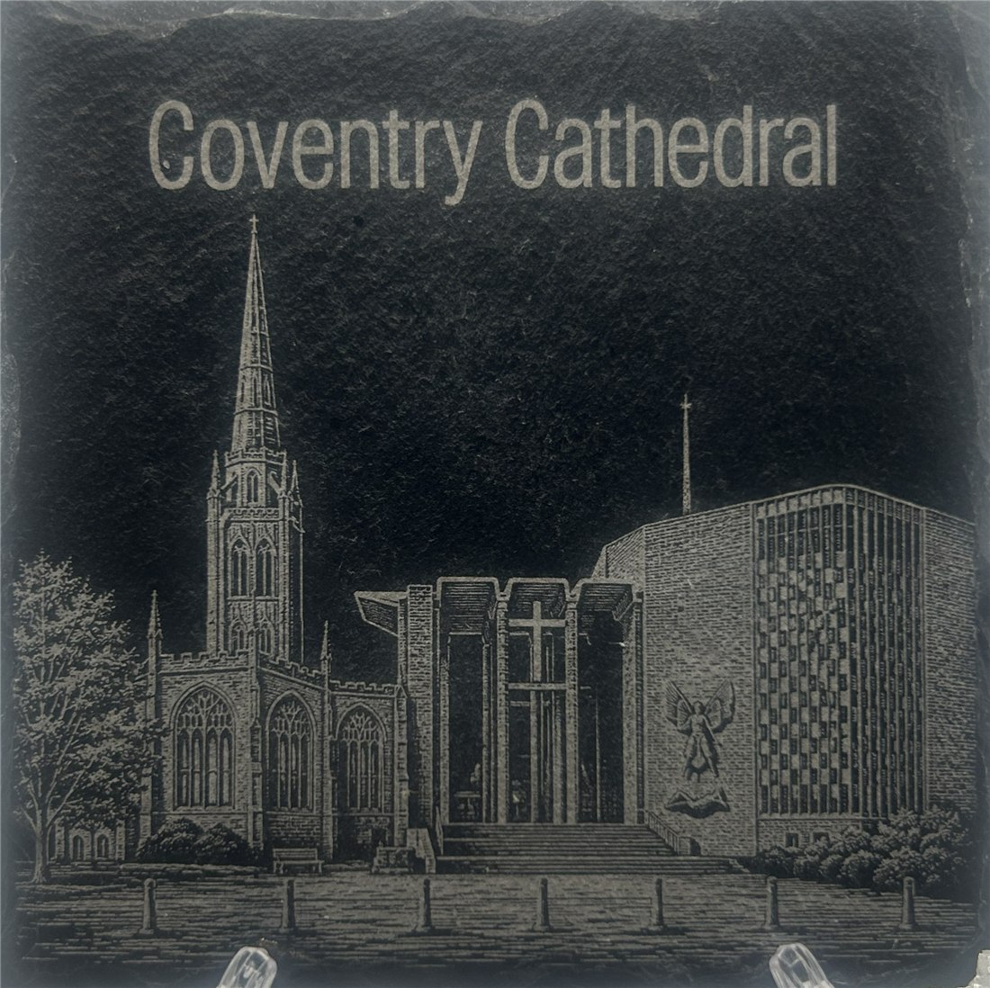 Coventry Cathedral engraving on slate