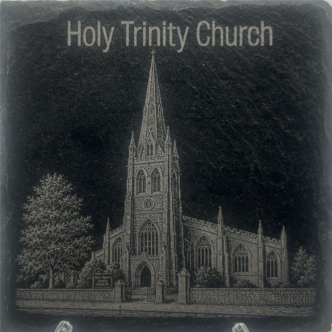 Holy Trinity Church engraving on slate